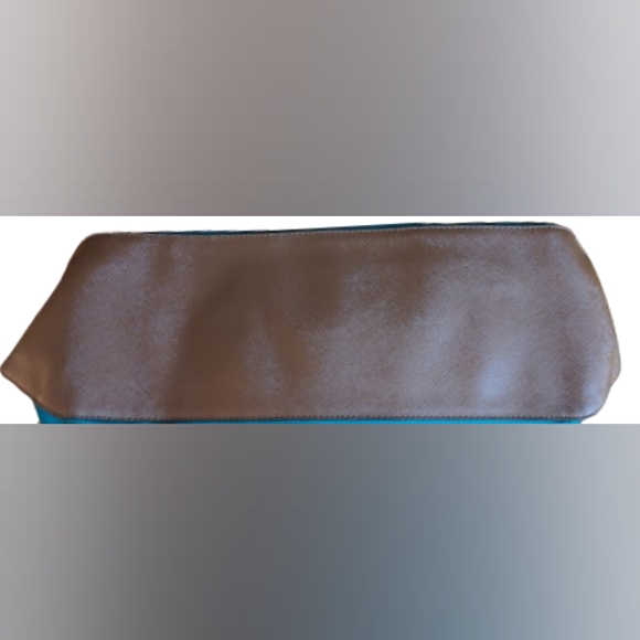 GUC Michael Kors Kempton Nylon Leather Teal Tote gold hardware, brown handles - Picture 14 of 15